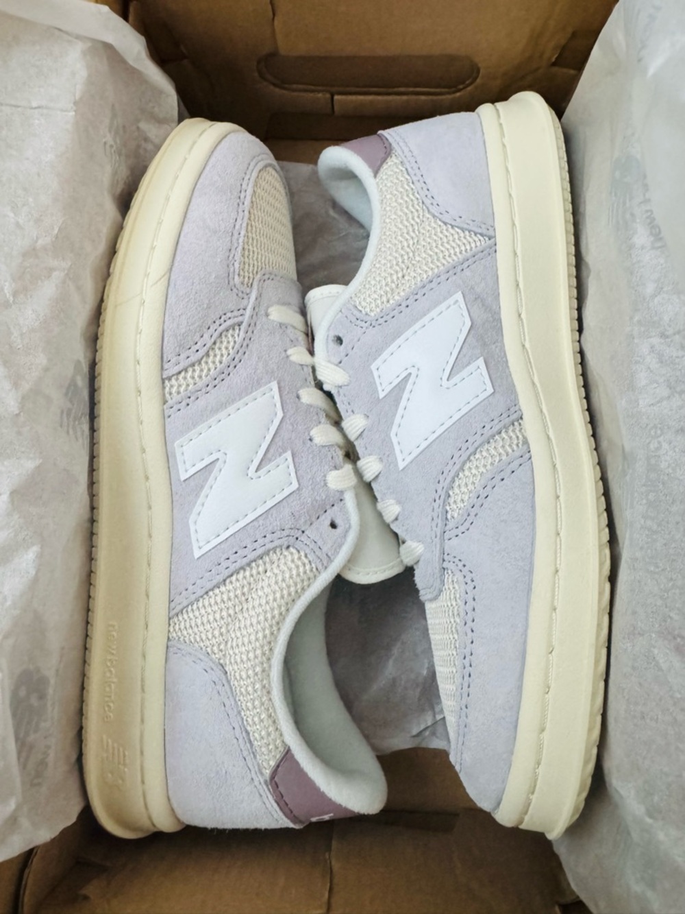 Anthropologie New Balance T500 Sneakers in White Gray Purple Women’s 8 Men’s 6.5 - Picture 8 of 9